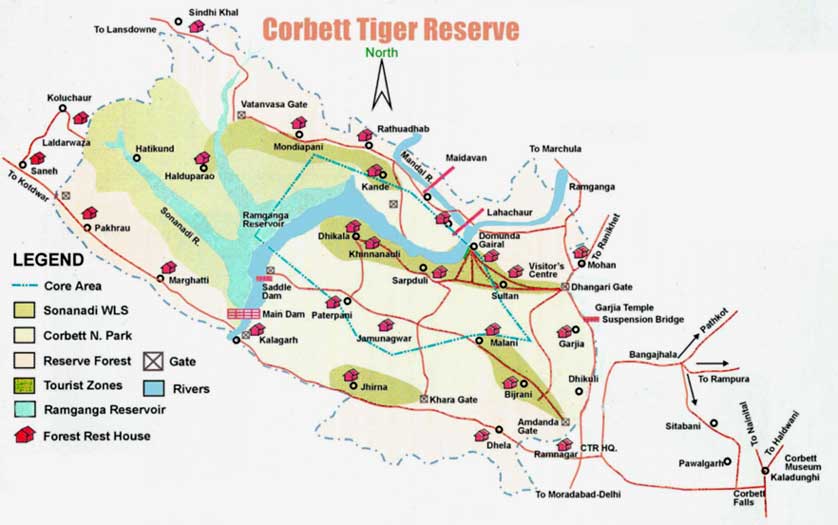 Map of Jim Corbett National Park