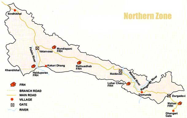 Map of North Tourism Zone Jim Corbett National Park
